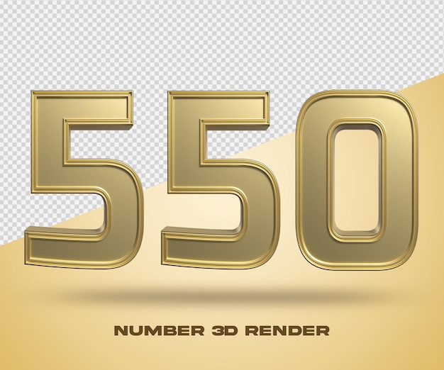 3Dレンダリング番号550ゴールドカラー