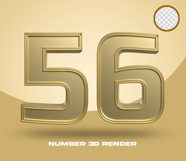 Rendering 3d numero 56 oro