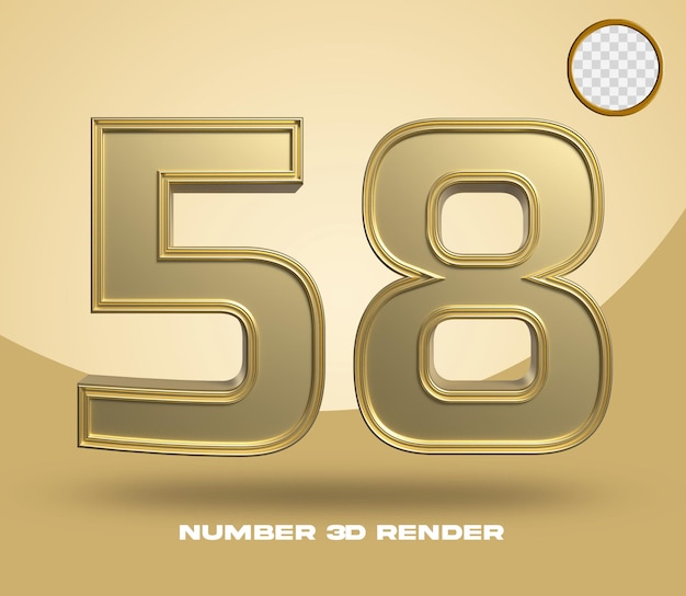 PSD rendering 3d numero 58 oro