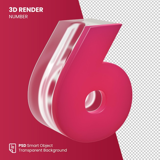 PSD 3d-рендеринг номер 6 с цветом viva magenta