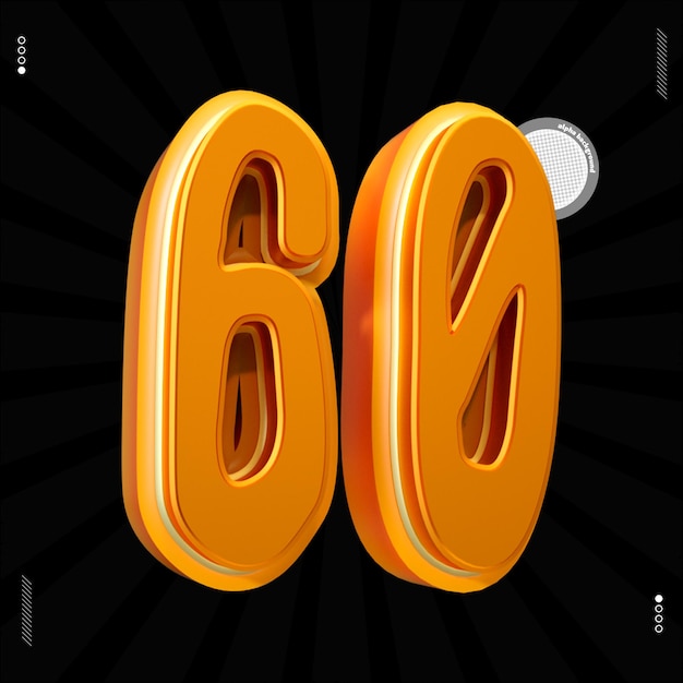 3d render number 60 font orange