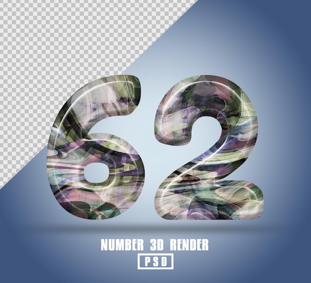 PSD 3d render number 62 with abstract liquid texture color