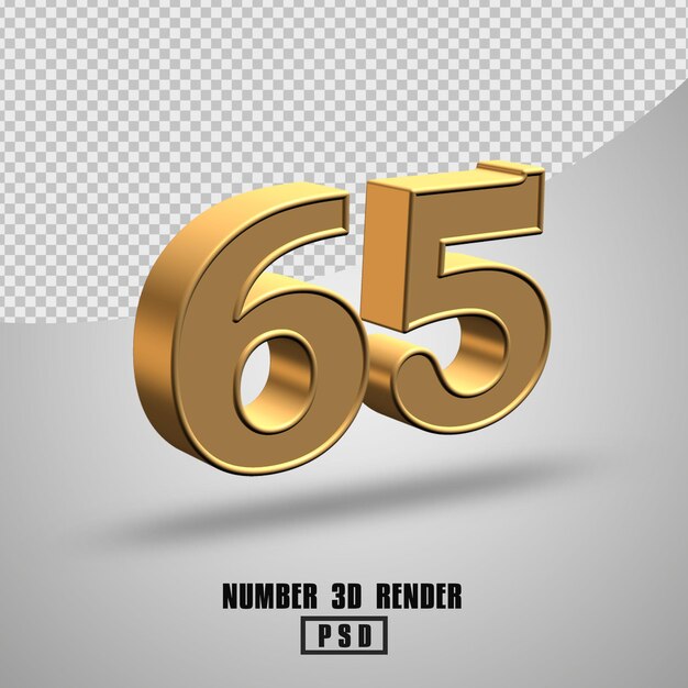 3D render number 65 gold style