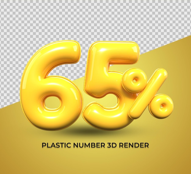 3d render number 65 percentage yellow plastic for sale discount, progress