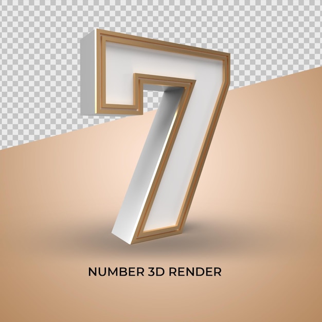 3d render number 7 white and  gold discount  sale