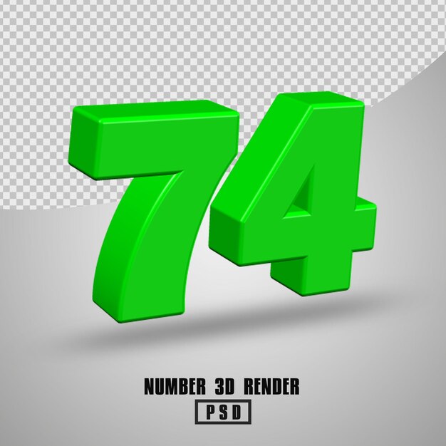 3D RENDER NUMBER 74 GREEN COLOR