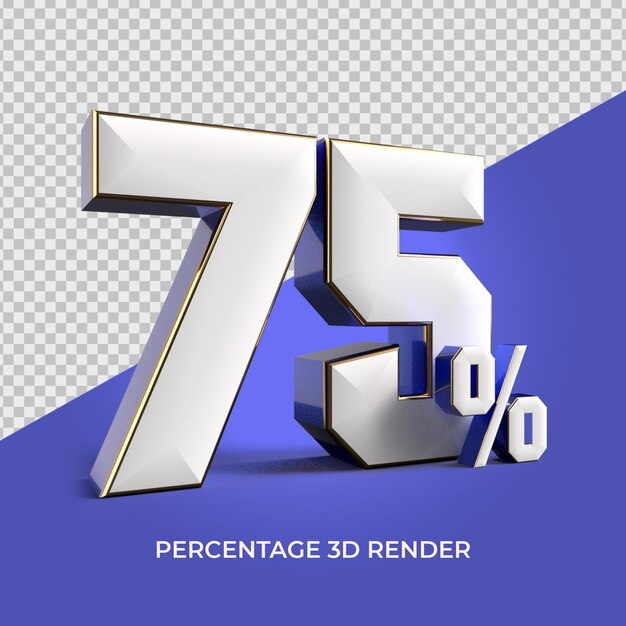 PSD 3d render number 75 percentage