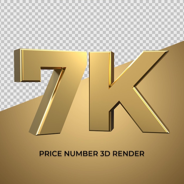 PSD 3d render number 7k gold style