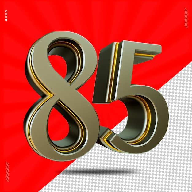 3d render number 85 font steel