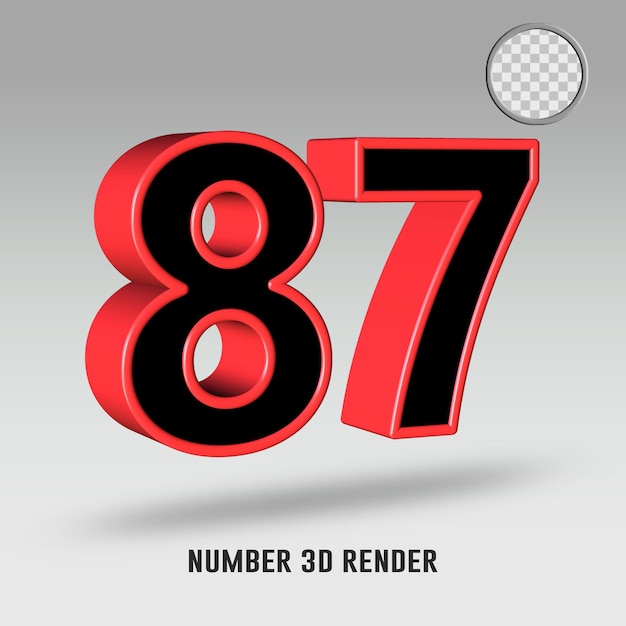 3d render number 87 black red color