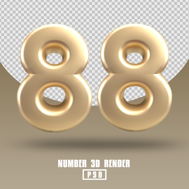 PSD 3d render number 88 gold style