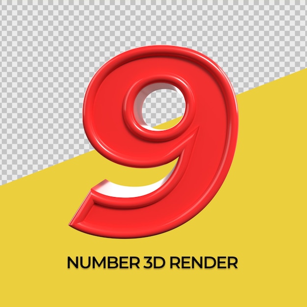3D 渲染数字 9 的红色