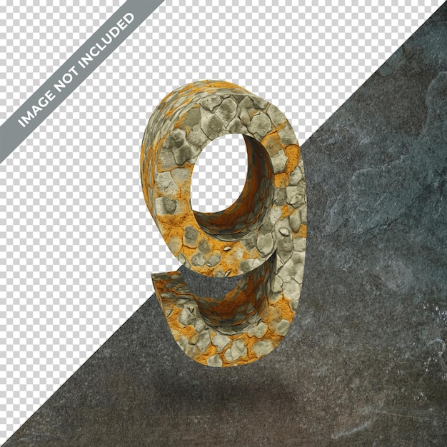 3d render of Number 9 with isolated Background