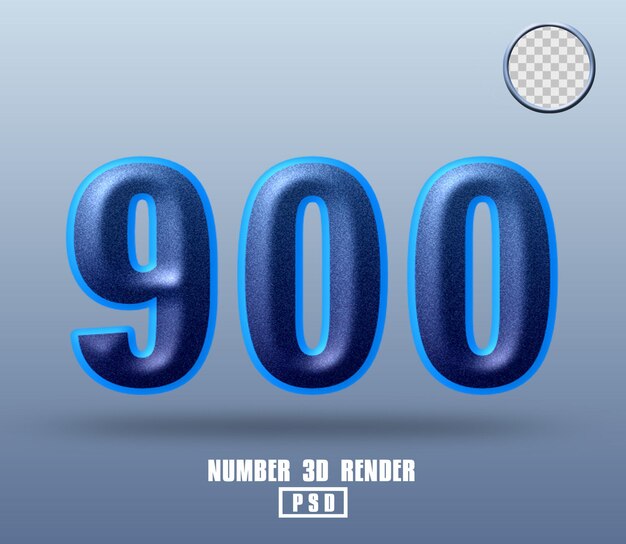3D render number 900 blue gradient noise