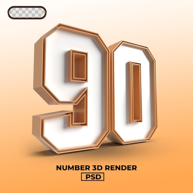 PSD 3d render of number 90