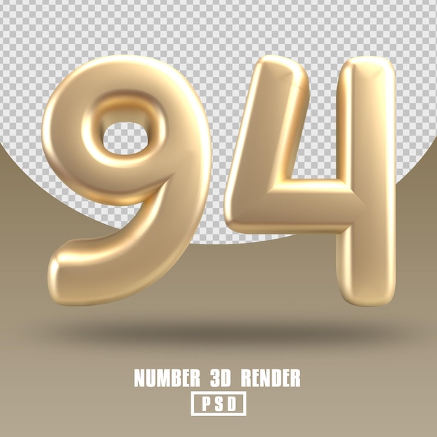 PSD 3d render number 94 gold style