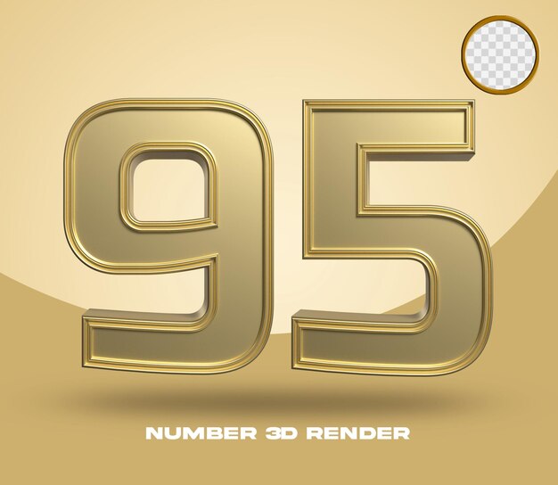 Rendering 3d numero 95 color oro