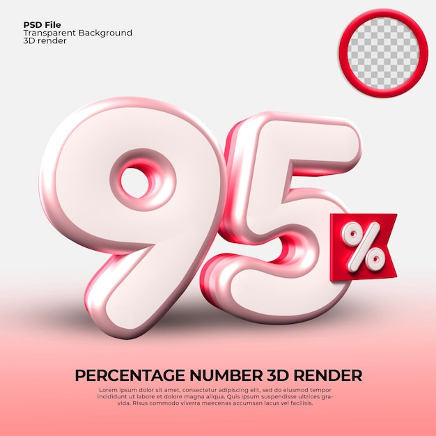 Numero di rendering 3d 95 percentuale per la vendita di sconti sullo stato di avanzamento dei lavori del negozio online