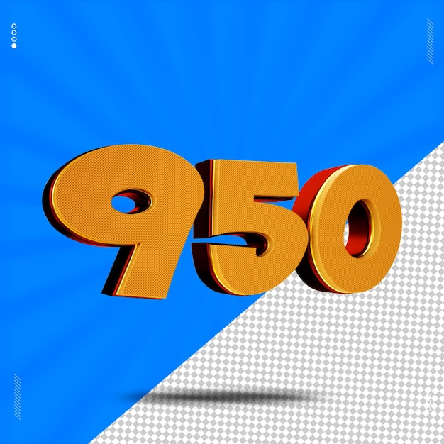 PSD 3d render number 950 font wafer