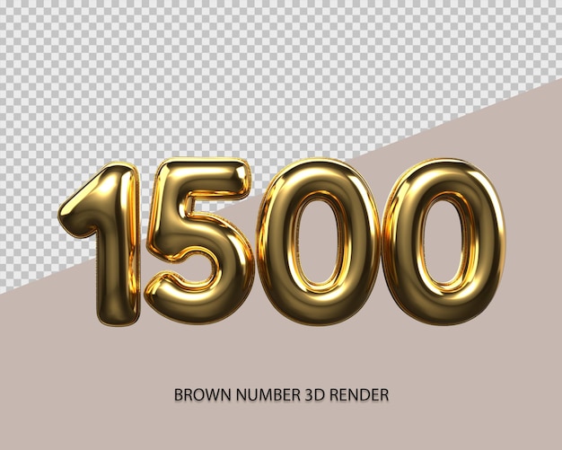 3D Render номер 9500 в золотом стиле, прозрачный для цены, номер счета