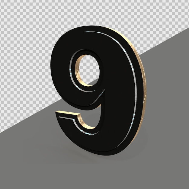 PSD 3d render number black