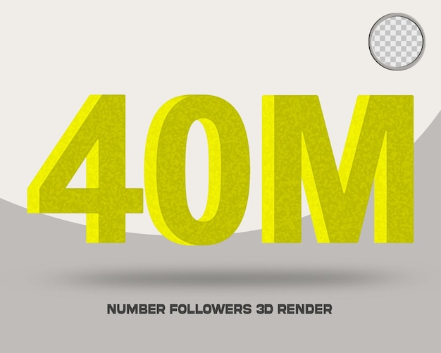 Numero di seguaci del rendering 3d dello stile spugna dei social media