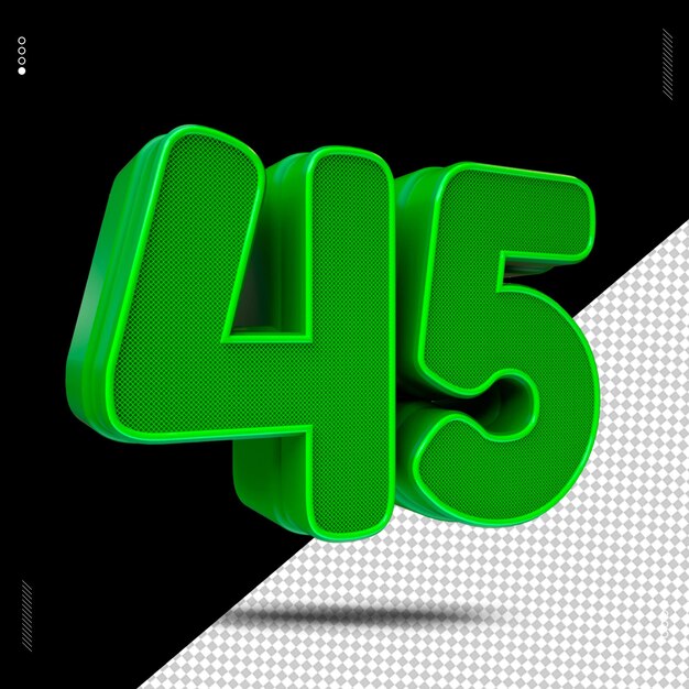 PSD 3d render number font green