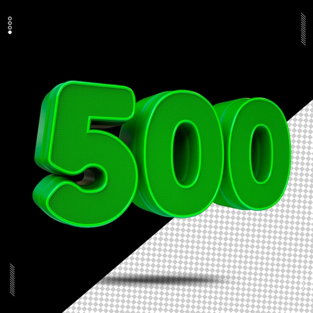 PSD 3d render number font green