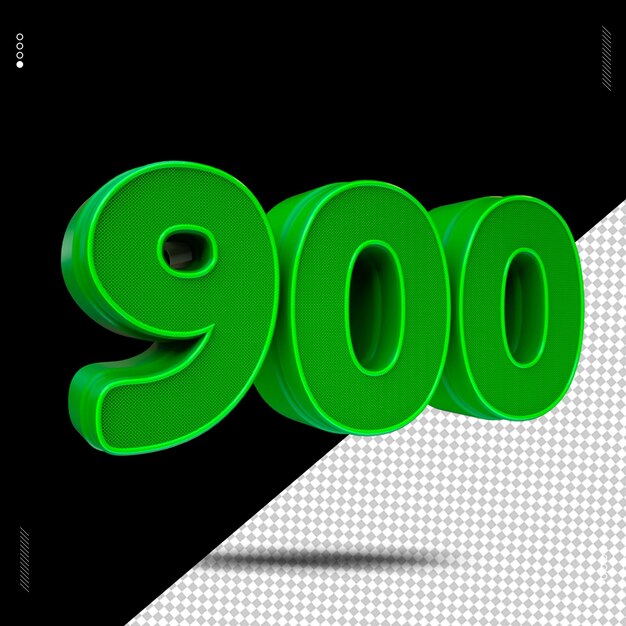 PSD 3d render number font green