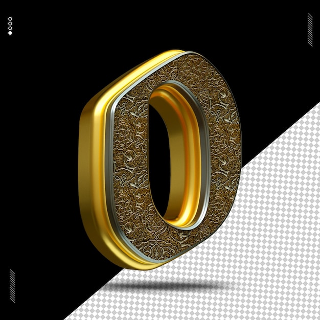 PSD 3d render number font medieval gold