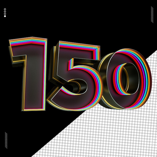 3d render number font neon light