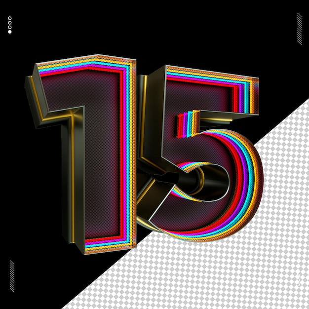 3d render number font neon light