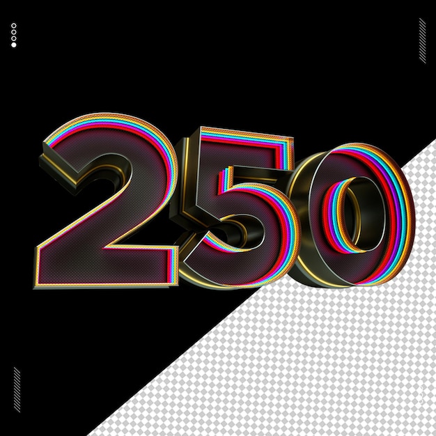 3d render number font neon light