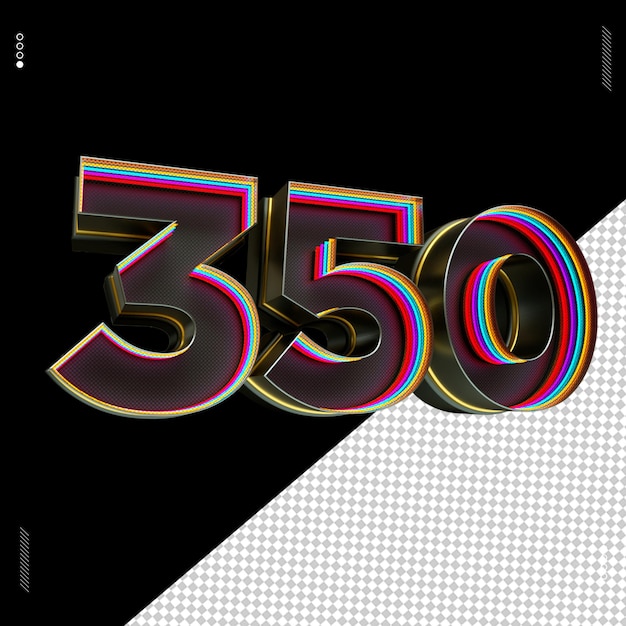 3d render number font neon light