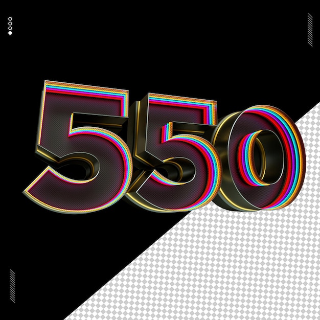 3d render number font neon light