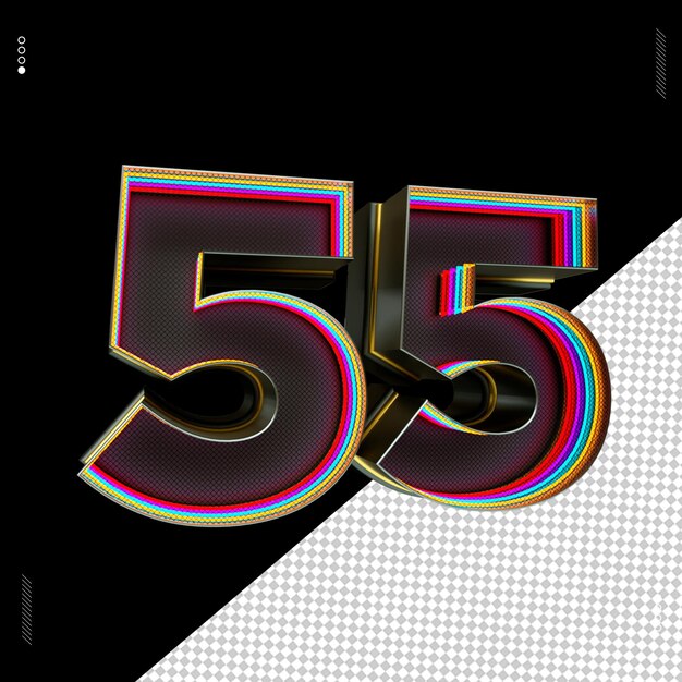 3d render number font neon light