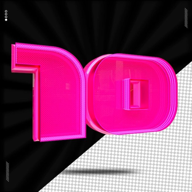 PSD rendering 3d carattere numerico neon rosa