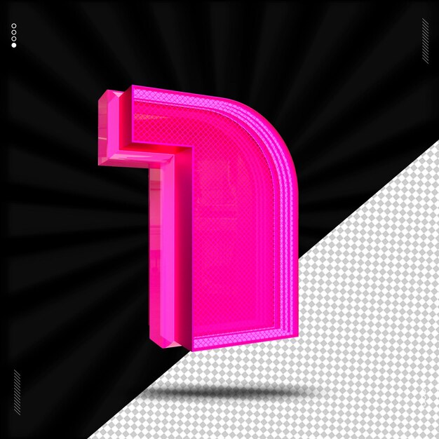 3D 渲染数字字体粉红色霓虹