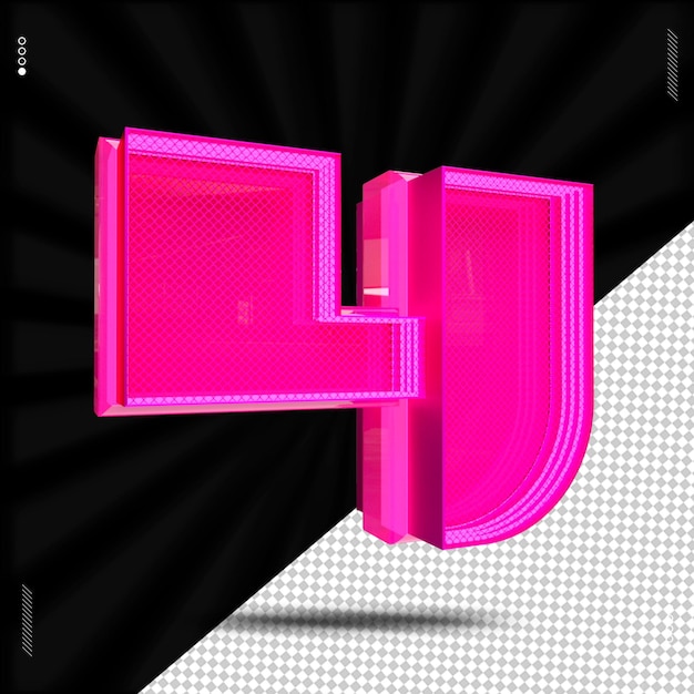 PSD 3d render number font pink neon