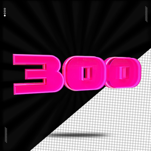 3d render number font pink neon