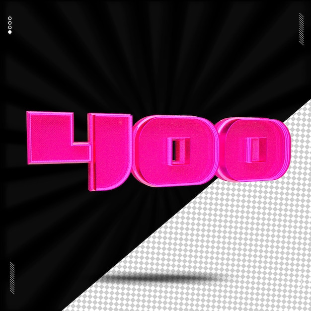 3d render number font pink neon