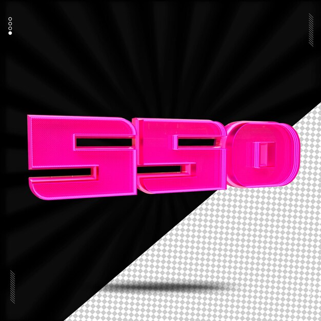 PSD 3d render number font pink neon