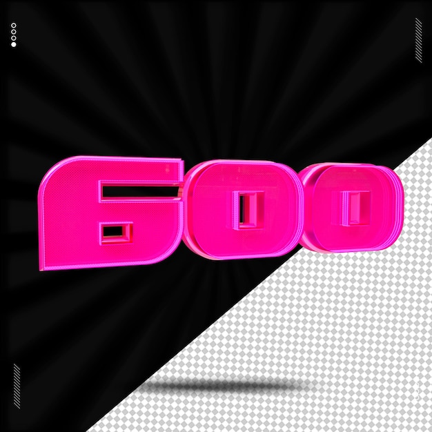 3d render number font pink neon