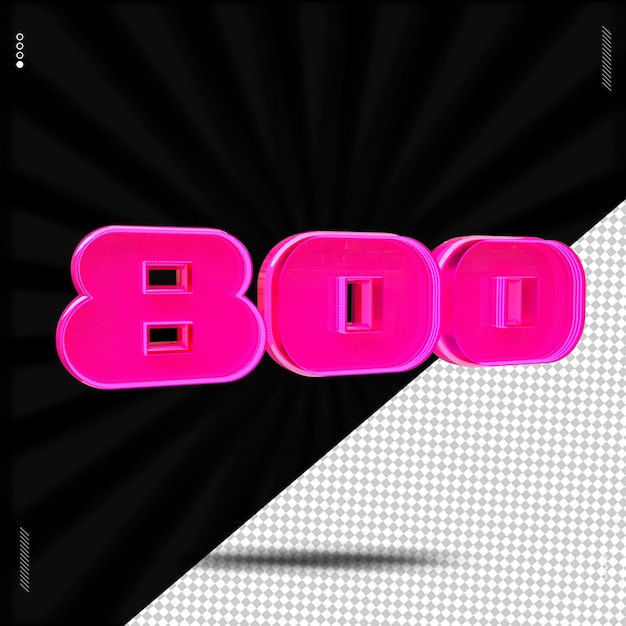 3d render number font pink neon