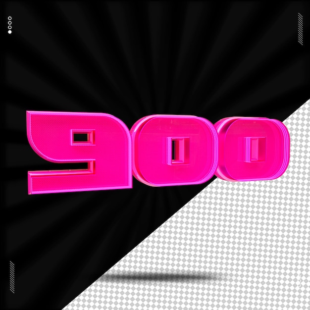 3d render number font pink neon