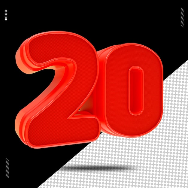 PSD 3d render numero font rosso