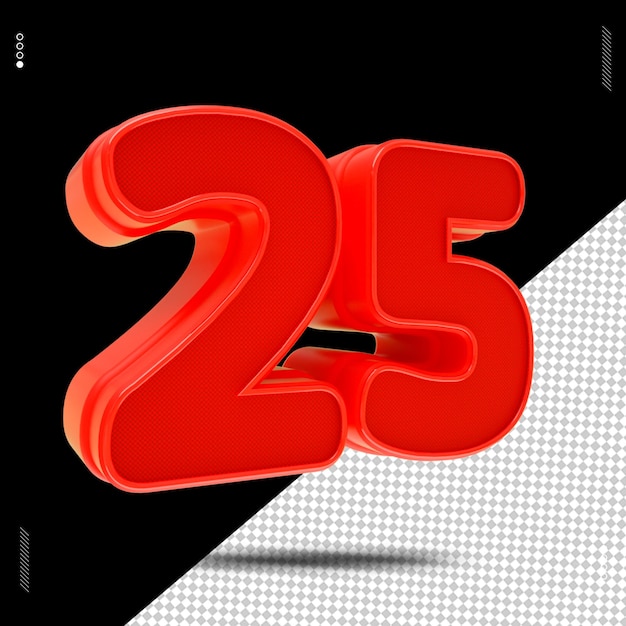 PSD 3d render numero font rosso