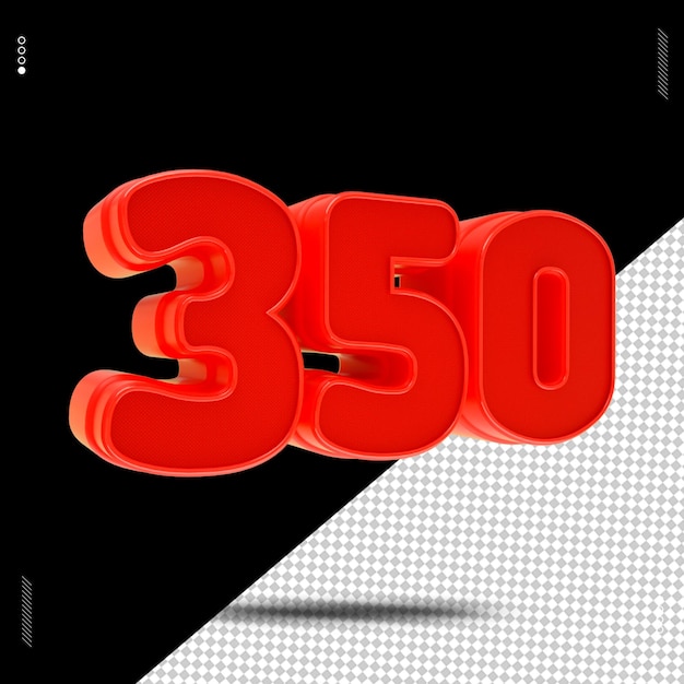 3d render number font red
