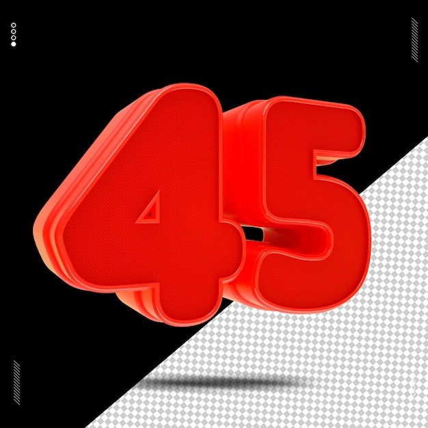 PSD 3d render numero font rosso