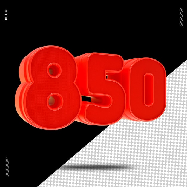 3d render number font red
